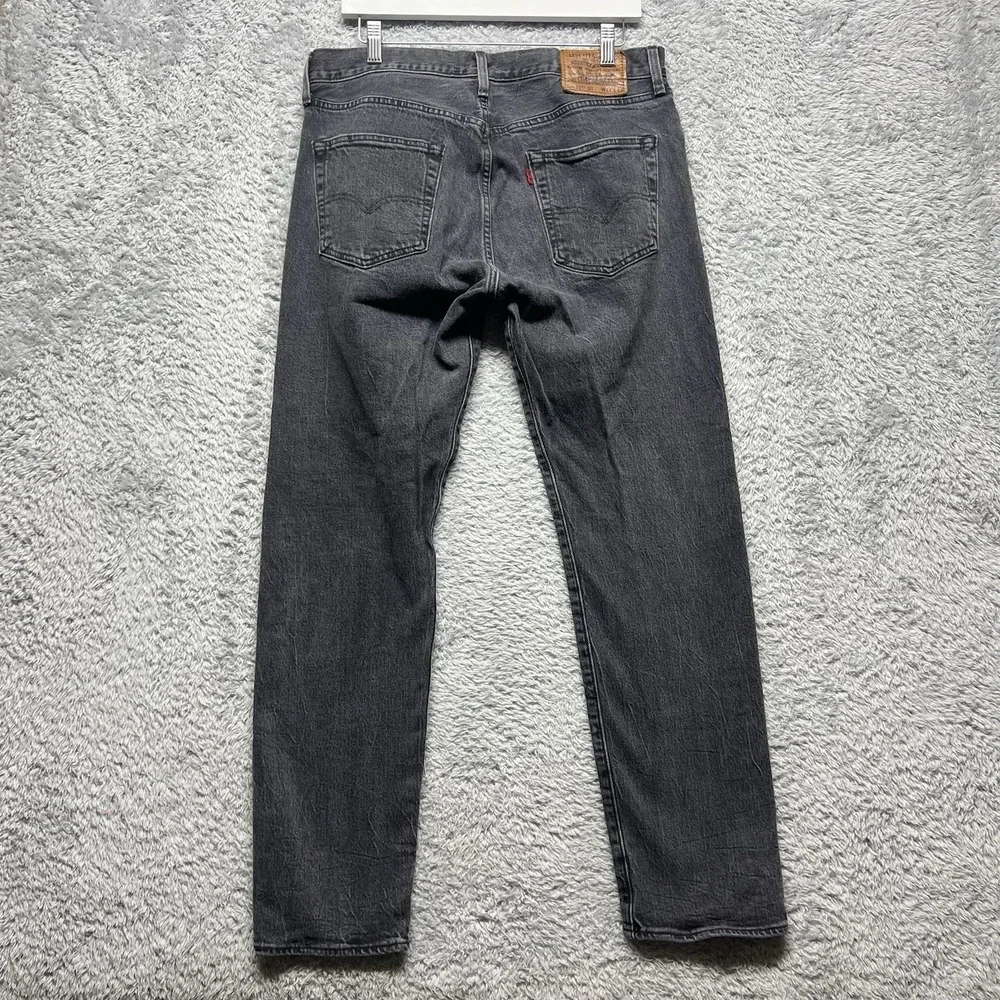 Levis 501 ST Jeans Mens‎ 34x32 Black Denim Button Fly Premium Slim Taper Big E